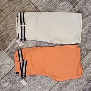 2 pair size 12 NWT big boy belted chino shorts - coral, white - Children's Place